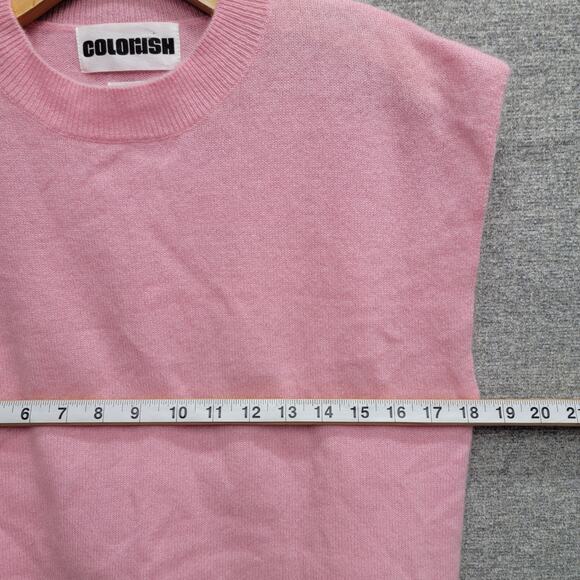 COLORUSH CASHMERE LUCCA CREW NECK TANK IN ROSE, SIZE S - Picture 6 of 7